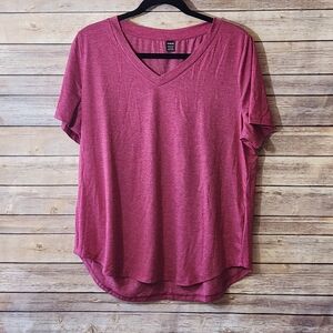 SHEIN Berry Short Sleeve V-Neck Tee